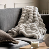 Luxurious Ribbed Faux Fur Throw Natural